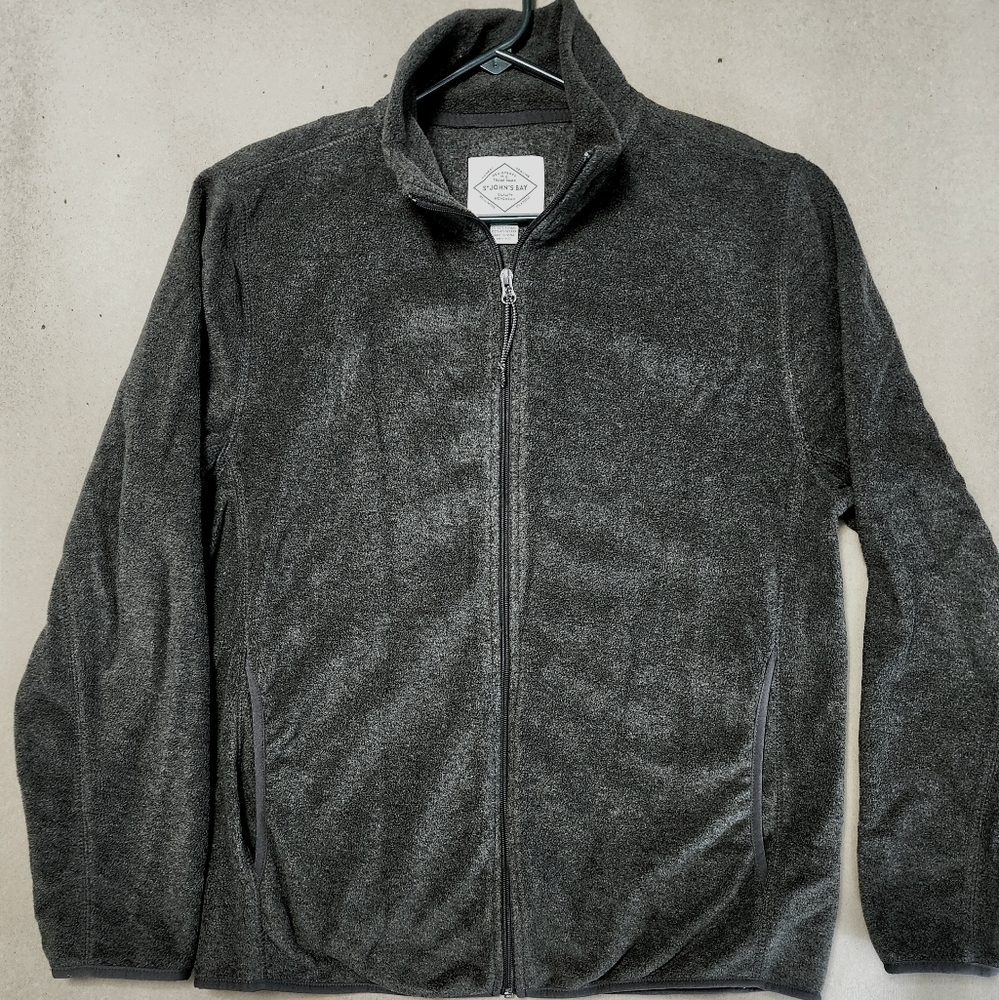 New, never worn St John's Bay grey plush zip up jacket size M